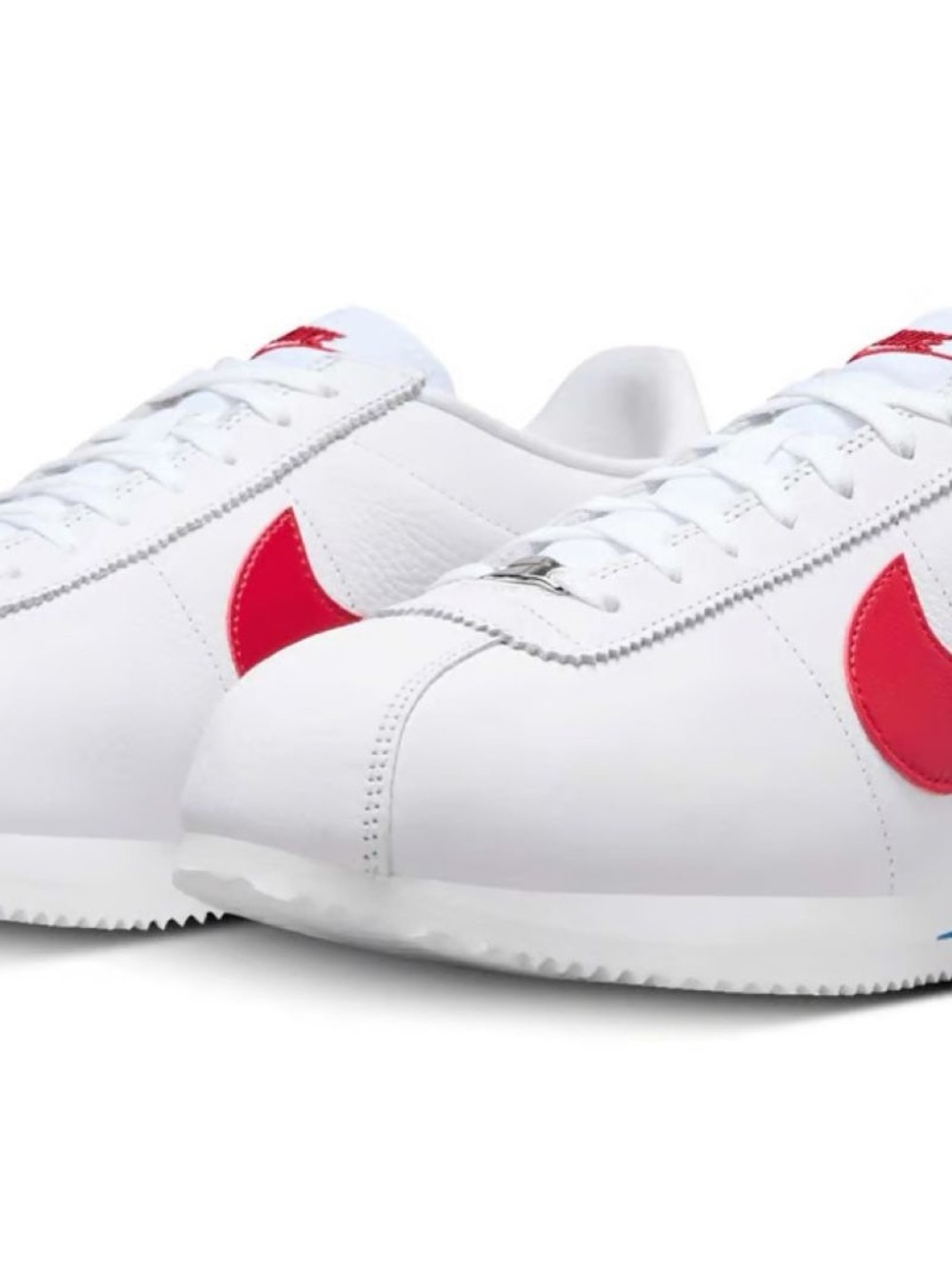 Nike Classic Cortez Leather Sneakers White with Red Swoosh Forest Gump